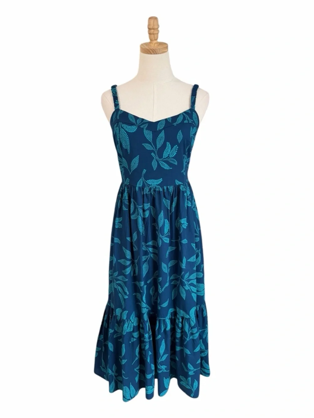 J. Crew Poplin Corset Floral Midi Dress Blue Size 10 NWT